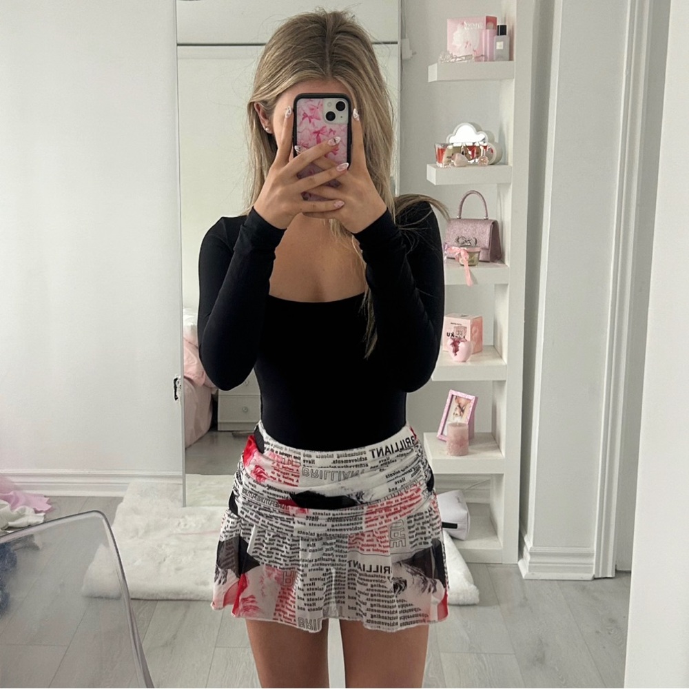 newspaper print skirt